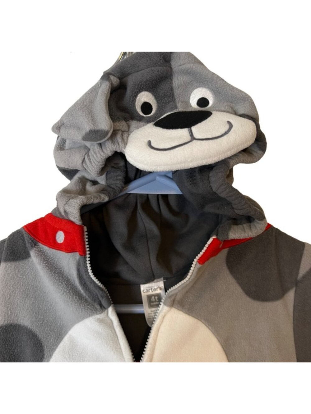 Puppy Dog Costume Toddler Youth Size 4T Halloween Gray Spotted  Zip Up Hood Pant - Picture 2 of 14